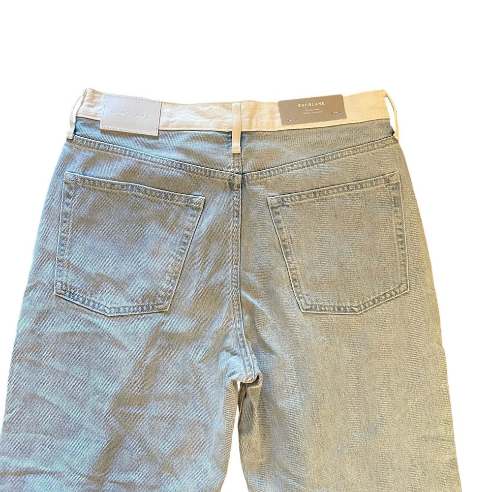 Everlane NWT The Way High Jean 29 Two Tone Split White Blue Straight Leg Rigid - Picture 12 of 13